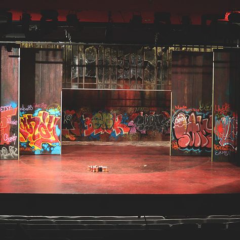 Graffiti Stage Design, Graffiti Set Design, Rent Musical Set Design, Proscenium Stage Design, Street Set Design, Set Theatre, Rent Musical, Photo Studio Design, Mr Burns