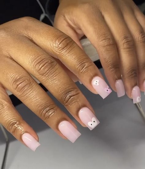 Nail Inspo Short Birthday, Nail Ideas Short For School, Simple Nail Inspo Square Medium, Plain Nails With Design, Nail Inspo 11-12, Pink Cdg Nails, Simple Short Acrylics, Acrylic Nails For Teenagers, Play Heart Nails