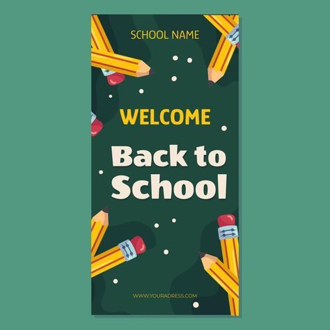 Pencil With Eraser, Vertical Banner, Yellow Pencil, Green School, School Chalkboard, Welcome Back To School, Heart Tree, Logo Banners, Cityscape Photos