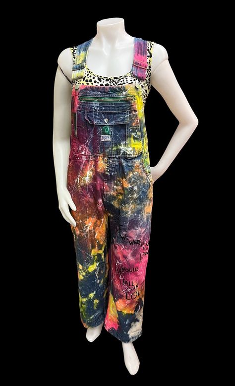 Color Splash Abstract Hand-painted Liberty Workwear Overalls - Etsy Liberty Overalls, Painted Overalls, Rainbow Gathering, Trippy Rainbow, Workwear Overalls, Rainbow Paint, Pride Parade, Afro Punk, Painted Denim