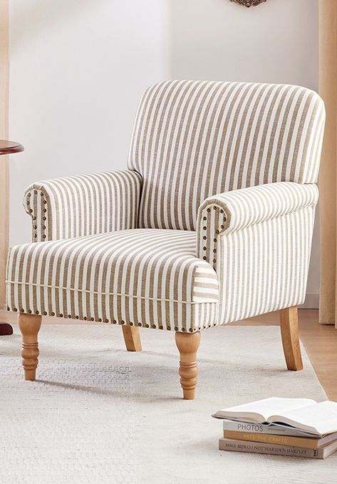 Amazon.com: HUIMO Linen Fabric Accent Chair, Mid-Century Modern Armchair with Solid Wood Legs, Single Sofa Chair,Upholstered Reading Club Chair for Bedroom/Reception/Lounge/Living Room (2, Light Grey Stripe) : Home & Kitchen Striped Armchair, Lounge Living Room, Chair For Bedroom, Mid Century Modern Armchair, Feature Chair, Comfortable Office Chair, Reading Club, French Country Living Room, Comfortable Office