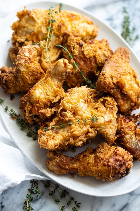 Buttermilk Fried Chicken Recipe Southern Buttermilk Fried Chicken, Buttermilk Fried Chicken Recipe, Ready Recipes, Southern Collard Greens, Okra And Tomatoes, Peanut Curry, Southern Potato Salad, Shrimp Cakes, Brine Chicken