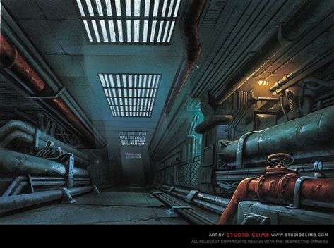 Laboratory Concept Art, Underground Laboratory, Laboratory Art, Scifi Corridor, Scifi Interior, Scifi City, Environment Photography, Underground Club, Factory Interior