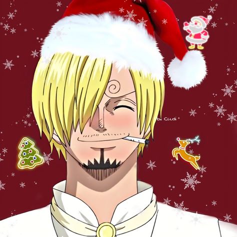 Cudi Sanji Christmas Icons, Sanji Christmas Pfp, Sanji Christmas, One Piece Christmas, Vinsmoke Sanji, Christmas Post, One Piece Drawing, Wallpaper Iphone Christmas, Christmas Icons