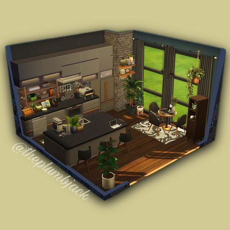 Sims 4 Open Plan Kitchen, Sims 4 Kitchen Ideas Modern, Sims 4 Room Ideas Kitchens, Sims 4 No Cc Living Room, Modern Kitchen Sims 4, Cozinha The Sims 4, Sims 4 Kitchen Ideas, Sims Kitchen, Big Kitchen Ideas