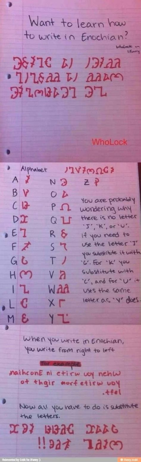 How to write in Enochian Code Writing, Ancient Languages, Typography Alphabet, Supernatural Sam, Odaiba, Supernatural Funny, Jrr Tolkien, Geocaching, Supernatural Fandom