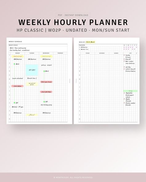 HP Classic Printable Weekly Schedule Organizer Undated Weekly - Etsy | Printable Planner by  Jessie West Schedule Organizer, Weekly Schedule Printable, Weekly Hourly Planner, Happy Planner Classic, Schedule Organization, Wedding Planner Printables, Small Business Planner, Hourly Planner, Time Blocking