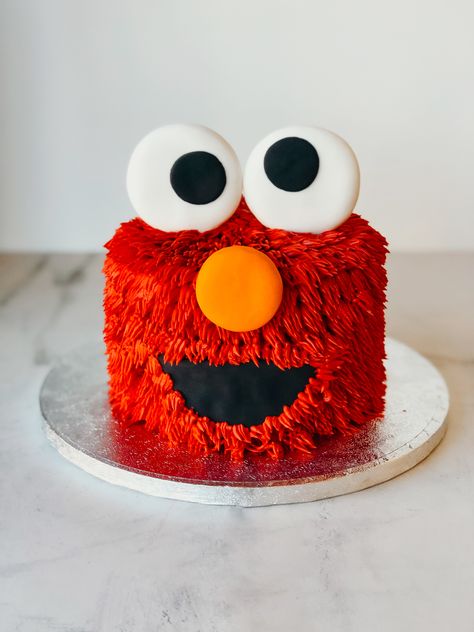 Small Elmo Cake, Sesame Street Birthday Party Ideas Cake, Elmo 2nd Birthday Cake, Easy Elmo Cake, Simple Elmo Cake, Elmo Cake Diy, Elmo’s World Birthday Cake, Elmo Smash Cake Girl, Elmo First Birthday Cake