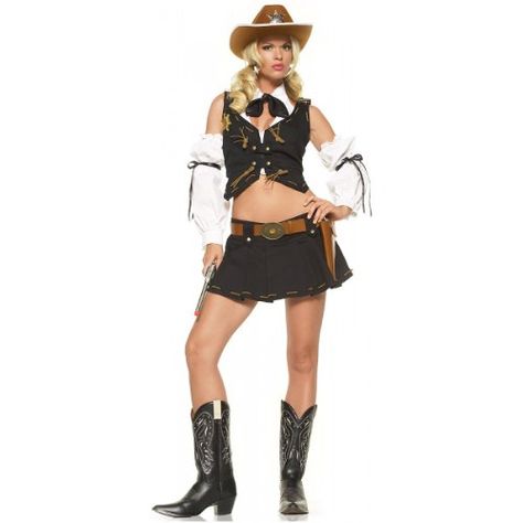 Leg Avenue Women's Good Sheriff Costume, Black, Large Best Halloween Costumes & Dresses USA Sheriff Outfit, Sheriff Costume, Cowboy Costume, Outfit Halloween, Cowgirl Costume, Tshirt Refashion, Fancy Dress Accessories, Leg Avenue, Cropped Vest