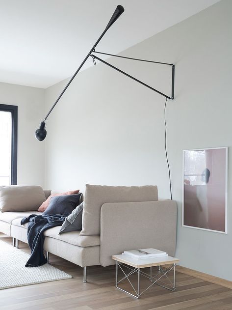 70s house: “Decorating a home takes time” | Design Stories Wall Lamp Living Room, Flos 265 Wall Lamp, Flos 265, Flos Lamp, Wall Lamps Living Room, Modern Sofa Couch, 70s House, Black Wall Lights, Teak Wall