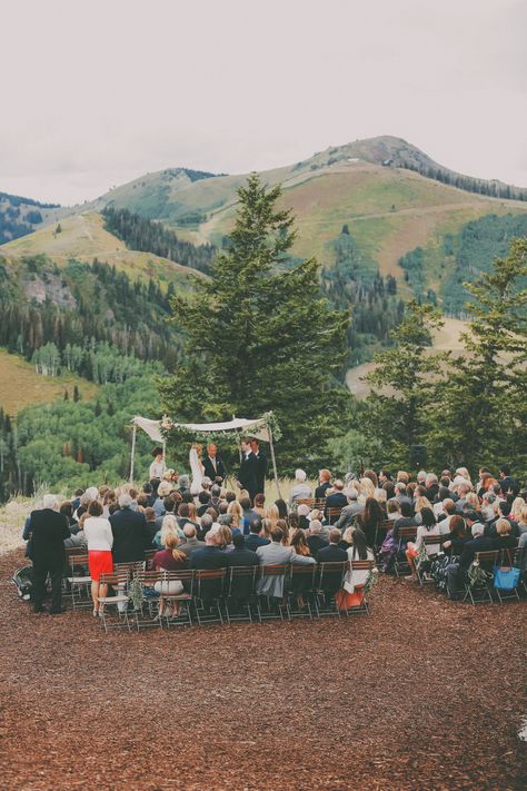 A Mountain Side Wedding at Deer Valley Empire Lodge in Park City, Utah | Gideon Photography | Theknot.com Mountain Ceremony, Yosemite Wedding, Marriage Vows, Deer Valley, Lodge Wedding, Outdoor Venues, Outdoor Wedding Ceremony, Wedding Destination, Greenery Wedding