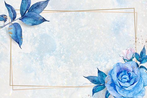 Blue floral and marble frame in gold | premium image by rawpixel.com / Adj Blue Floral Border Frame, Blue Floral Watercolor Border, Blue Floral Frame Background, Blue Gold Background, Blue Flower Frame, Floral Blue Background, Blue Floral Background, Blue Floral Border, Blue Flowers Background