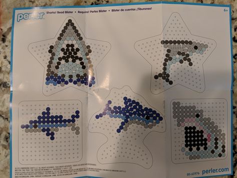 Shark Perler Beads, Shark Perler Bead Pattern, Melty Bead Designs, Melt Beads Patterns, Easy Perler Bead Patterns, Melty Bead Patterns, Pearl Beads Pattern, Perler Ideas, Easy Perler Beads Ideas