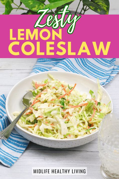 Lemon Coleslaw Recipe, Citrus Coleslaw Recipe, Fresh Cabbage Recipes, Ww Salads, Coleslaw Dressing Recipe, Classic Coleslaw, Recipe Using Lemons, Vinegar Coleslaw, Plan 2023