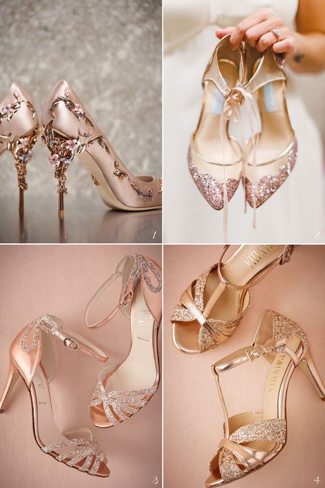 26 Stunning Rose Gold Bridal Apparel Ideas! Wedding Shoes Rose Gold, Rose Gold Bridal Shoes, Rose Gold Shoes Wedding, Rose Gold Dress Shoes, Rose Gold Wedding Shoes, Rose Gold Wedding Accessories, Gold Bridal Shoes, Bridal Shoes Vintage, Rose Gold Gown