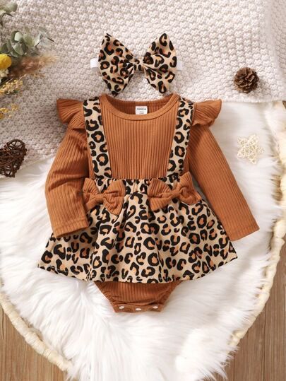 Infant Girl Outfits, Cute Newborn Outfits, Leopard Print Bow, Fall Baby Clothes, Baby Leopard