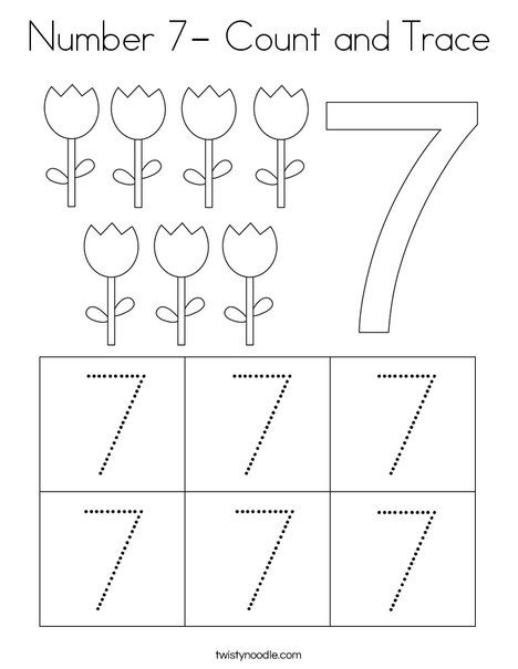 Number 7- Count and Trace Coloring Page - Twisty Noodle Number 7 Tracing Worksheets For Preschool, Number 7 Tracing Worksheets Preschool, Trace Number 7 Worksheet, Number 6 Kindergarten Worksheets, Number 7 Tracing Worksheets, Number 7 Worksheet Kindergarten, Number 7 Coloring Page, Number 7 Preschool Activities, Number 7 Activity