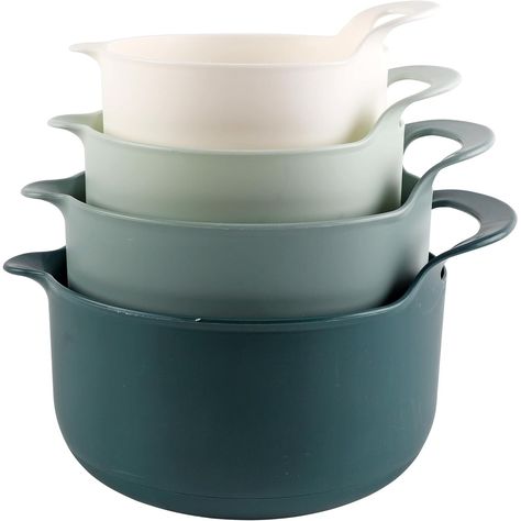 4 piece mixing bowl set - non slip bowls with pour spouts and handles; easy to clean, sturdy mixing bowls. Dishwasher Safe (top rack) freezer safe, food safe and BPA free mixing bowls - your go to mixing bowl for cooking and baking. Plastic Mixing Bowls, Mixing Bowl Set, Mixing Bowls Set, Cooking Essentials, Mixing Bowls, Cooking Utensils, Mixing Bowl, Food Safe, Bowl Set