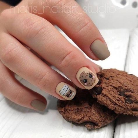 Cookie Nails Design, Cookie Nail Art, Cookie Nails, Acrylic Nail Designs Classy, Bubble Nails, Minimal Nails Art, Hello Nails, Coffee Nails, Fantasy Nails