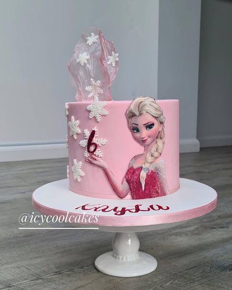 Pink Elsa Cake, Frozen Cake Designs, Pastel Frozen, Elsa Birthday Cake, Frozen Birthday Party Cake, Frozen Theme Cake, Elsa Cakes, 6th Birthday Cakes, Frozen Birthday Cake