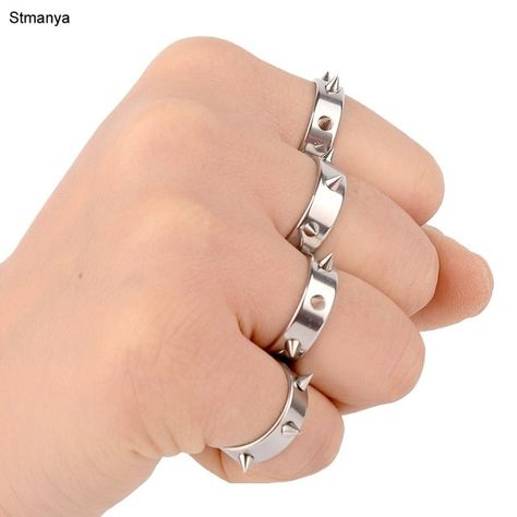 Hot Sale Titanium Stainless steel man rings Punk Spike rivet cone coyotes women's ring jewelry #1-20020 Goth Rings, Thorn Ring, Rings Stacked, Riveted Ring, Spike Ring, Wolf Ring, Nail Ring, Jewelry Essentials, Titanium Rings