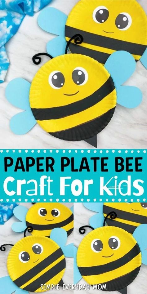 Looking for a fun and easy spring craft for kids to make? This paper plate bee craft for kids is perfect! When we think of spring we think of all the beautiful flowers that pop up during this season. And since we can’t have flowers without bees, it’s natural to think of our helpful little pollinators. We love paper plate crafts for kids because they are simple! This one even comes with a free printable template so it’s perfect for making with toddlers, preschoolers, and kindergarten children. Crafts For Paper, Crafts For Kids At Home, Abc Matching, Bumble Bee Craft, Bee Craft, Bee Crafts For Kids, Paper Plate Craft, Paper Plate Crafts For Kids, Insect Crafts