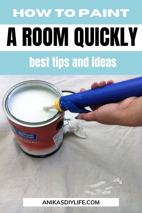 If you are looking for tips on how to paint a room quickly, don’t miss this! Painting a room doesn’t have to be tedious. I am sharing my favorite tips and tricks for how to paint any room fast! #anikasdiylife Painting A Bedroom Tips, Painting Living Room Tips, Tips On Painting A Room, Painting A Room All The Same Color, Paint A Room Quickly, Easiest Way To Paint A Room, How To Paint A Room Fast, How Much Paint Do I Need For A Room, Supplies Needed To Paint A Room