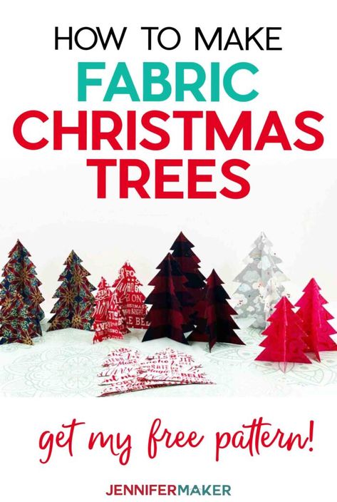 DIY Fabric Christmas Tree - Jennifer Maker Diy Fabric Christmas Tree, Christmas Countdown Diy, Jennifer Maker, Paper Star Lanterns, Valentine Mailbox, Cricut Christmas Ideas, Christmas Shadow Boxes, Fabric Christmas Trees, Gift Drawing