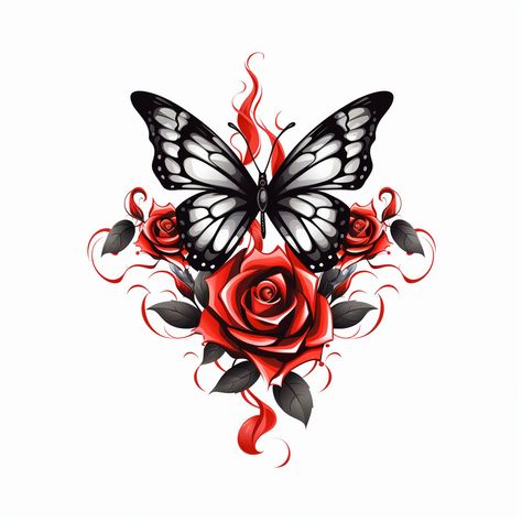 Butterfly Tattoo Realistic, Butterfly Tattoo Drawing, Rose And Butterfly Tattoo, Butterfly Tattoos On Arm, Cute Thigh Tattoos, Rose Simple, Hand Tattoos For Girls, Pretty Hand Tattoos, Butterfly Tattoos For Women