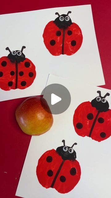 Early Years Resources on Instagram: "Ladybug apple stamps 🐞

🍎 slice an apple in half
🍎 dip a slice in red paint
🍎 use your finger to paint the face
🍎 draw the ladybug spots on with pen or paint
🍎 add googly eyes for fun!

#KS1AllDayLong #LearningThroughPlay #ScienceForKids #ActivitiesForKids #TeachersOfInstagram #LearningForLess #EYFS" The Ladybug, Apple Prints, Googly Eyes, Learning Through Play, Red Paint, Science For Kids, Kids Art, Early Years, Lady Bug