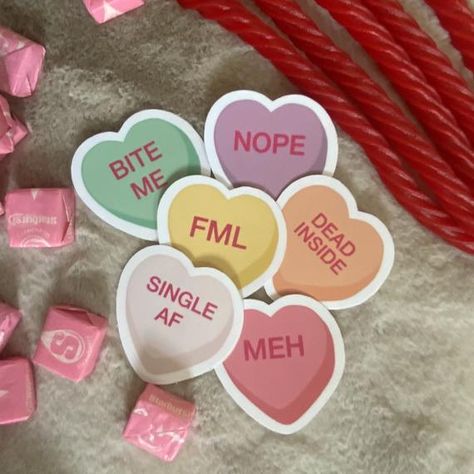 Funny Conversation Hearts, Vday Decor, Candy Drawing, Funny Candy, Valentines Cookies, Bento Cakes, Single Af, Easy Valentine Crafts, Shop Branding