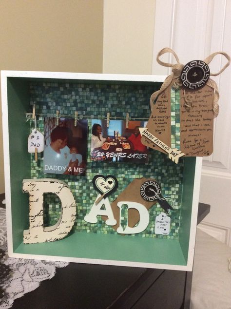 Shadow Box For Fathers Day, Fathers Day Shadow Box Ideas, Memorial Shadow Box Ideas Dads, Memories Box Diy, Scrapbook Shadow Box, Pet Memorial Ideas Dogs, Shadow Box Memory, Shadow Box Ideas, Shadow Box Gifts