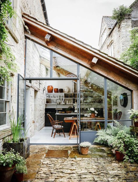 friday finds. | sfgirlbybay | Bloglovin’ Inside Outside Garden, Glass Kitchen Addition, Back Room Addition, Cottage Sunroom Ideas, Inside Garden Room, House Additions Ideas, Gardening Room, Weavers Cottage, Garden House Ideas