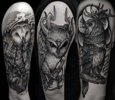 Old owls. Love to do them. Which one is your fav? Barn Owl Tattoo, Mystical Tattoos, Demon Tattoo, Owl Tattoo Design, Owls Drawing, Tattoo Black, Owl Tattoo, Neo Traditional, Great Tattoos