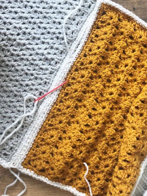 How To Attach Two Crochet Pieces, Seaming Crochet Pieces, Whip Stitch Crochet, Crochet Squares Together, Crochet Pieces Together, Triangle Shawl Pattern, Crochet Triangle Shawl, Crochet Triangle Shawl Pattern, Simple Sewing Tutorial