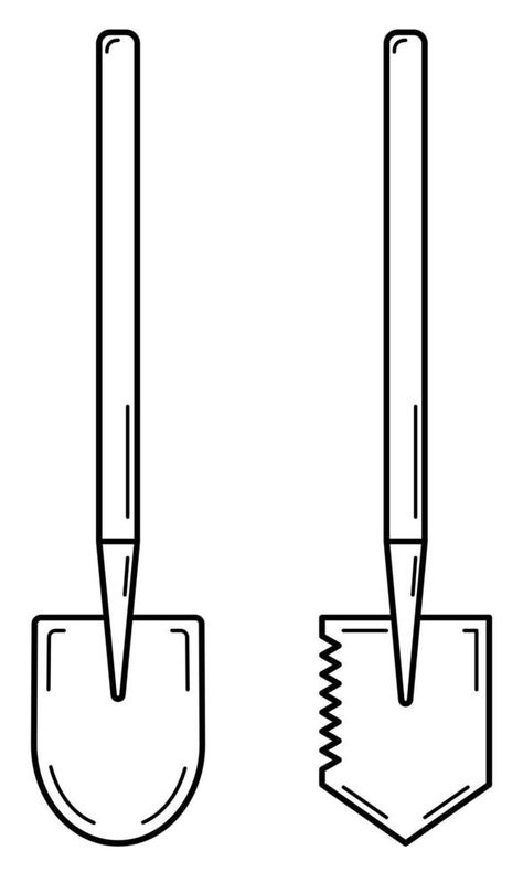 Hand drawn set of two shovels. Tool used in gardening and hiking. Doodle style. Sketch. Vector illustration Garden Shovel Drawing, Gardening Tools Drawing, Hand Tools Drawing, Shovel Drawing, Farming Tools, Garden Spade, Doodle Style, Vector Sketch, Drawing Set