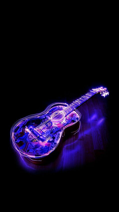 Neon guitar Ukulele Aesthetic, Guitar Wallpaper Iphone, Guitar Wallpaper, Guitar Decor, Neon Lights Photography, Camouflage Wallpaper, Purple Aesthetics, Purple Guitar, Grey Wallpaper Iphone