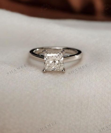 Wedding Ring Princess Cut Silver, 1.5 Princess Engagement Ring, Princess Cut White Gold Engagement Ring, Platinum Princess Cut Engagement Ring, Silver Princess Cut Engagement Ring, Simple Small Engagement Rings, Wedding Rings Engagement Princess Cut, White Gold Princess Cut Engagement Rings, Square Cut Engagement Ring