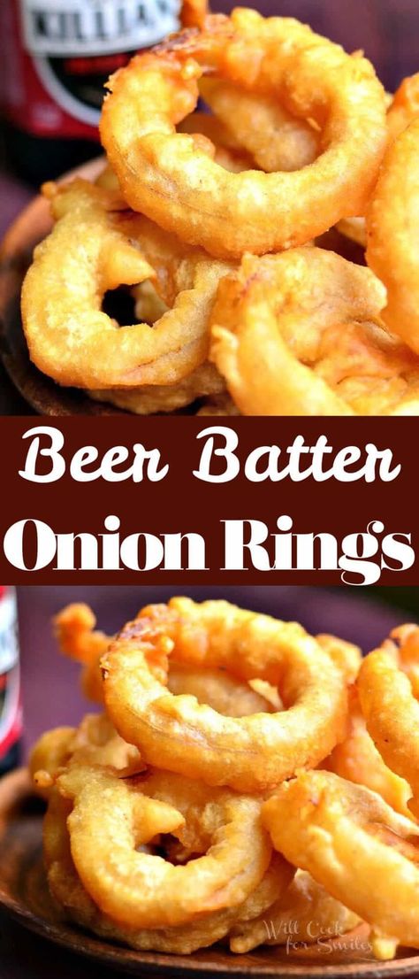 Onion Rings Recipe Easy, Battered Onion Rings, Toast Hawaii, Beer Battered Onion Rings, Deep Fried Recipes, Onion Rings Recipe, Beer Battered, Batter Recipe, Salad Pasta