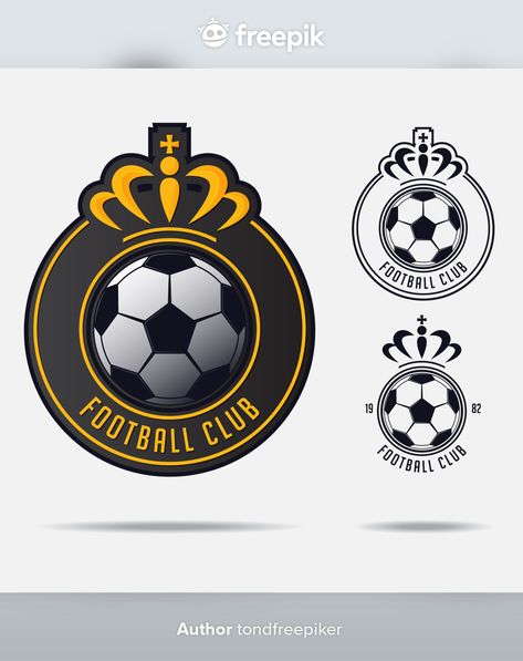 Soccer or football logo design Premium V... | Premium Vector #Freepik #vector #logo #design #badge #crown Football Team Logo Design Ideas, Football Club Logo Design Ideas, Football Logo Design Soccer, Football Logo Design Soccer Sports, Football Club Logo Design, Football Team Logo Design, Football Club Logo, Football Logo Design, Logo Club