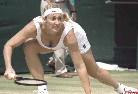 Mary Pierce Sexy Wimbledon Photo - As Mary bends low to retrieve a shot, we get to see some serious cleavage as a result! Mary Pierce, Hottest Women, Play Tennis, Grand Slam, Wimbledon, Tennis Players, Tennis, Running, Quick Saves