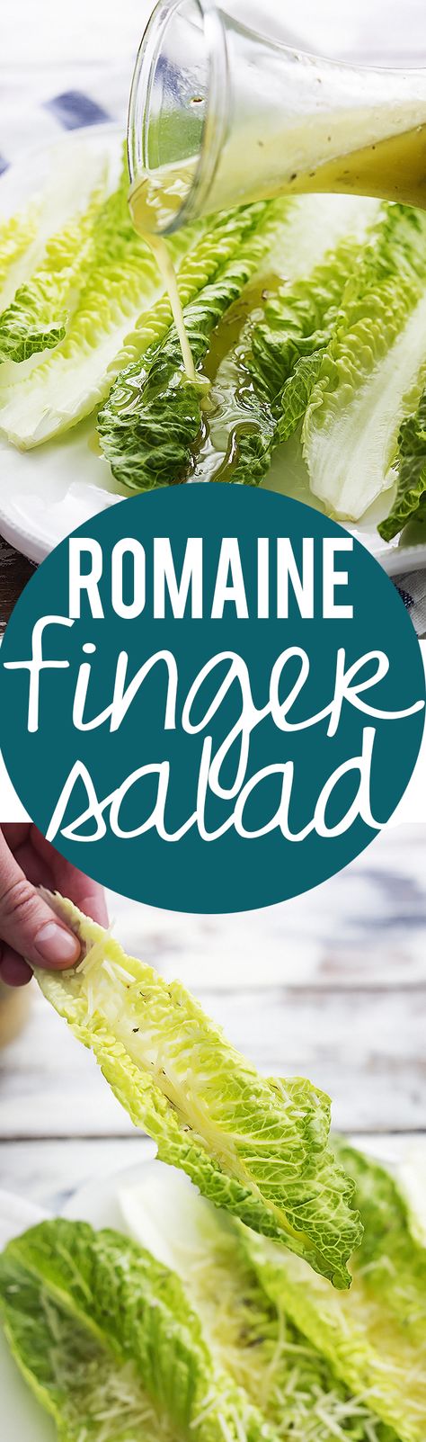 Italian Romaine Finger Salad | Creme de la Crumb Oven Baked Sweet Potato Fries, Everyday Salad, Oven Baked Sweet Potato, Romaine Hearts, Italian Seasoning Recipe, Baked Sweet Potato Fries, Sweet Potato Fries Baked, Seasoning Recipe, Fry Sauce