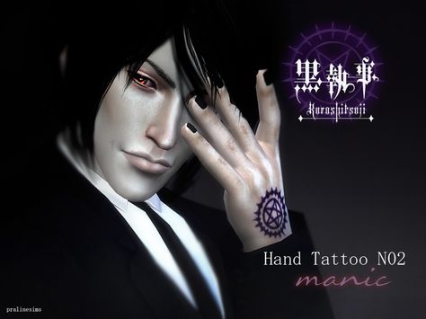 Sebastian Michaelis' proof of his contract - now for the sims 4!  Found in TSR Category 'Sims 4 Male Tattoos' Sims 4 Butler, Sims 4 Tattoos, Die Sims 4, Sims 4 Anime, Free Sims, Sims 4 Characters, Sims 4 Downloads, Sims Four, Sebastian Michaelis