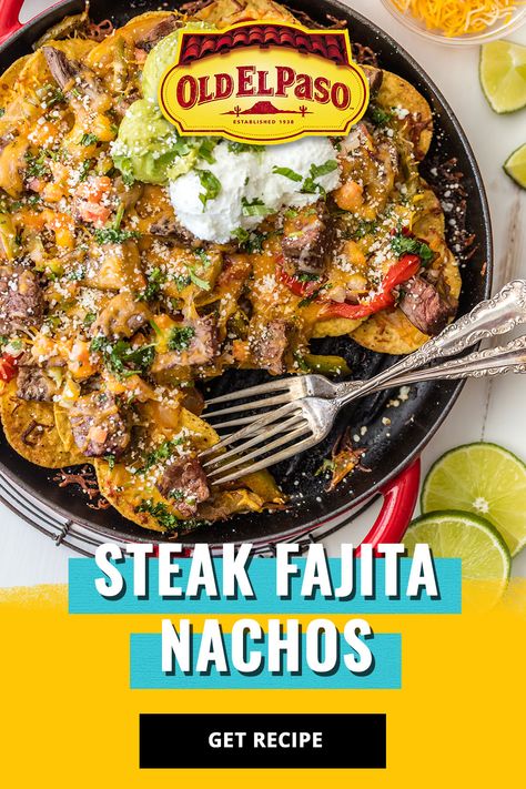 Steak Fajita Nachos, Fajita Nachos Recipe, Fajita Nachos, Steak Veggies, Steak Nachos, Mexican Celebrations, Meal Inspiration, Easy Steak, Kitchen Time