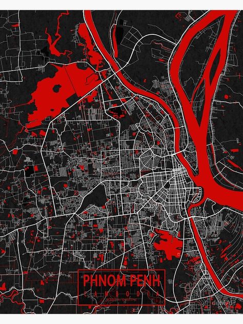 "Phnom Penh City map of Cambodia - Oriental" Poster by deMAP | Redbubble Phnom Penh Map, Phnom Penh City, Phnom Penh, City Maps, Urban Landscape, City Map, Map Art, Geography, Cambodia