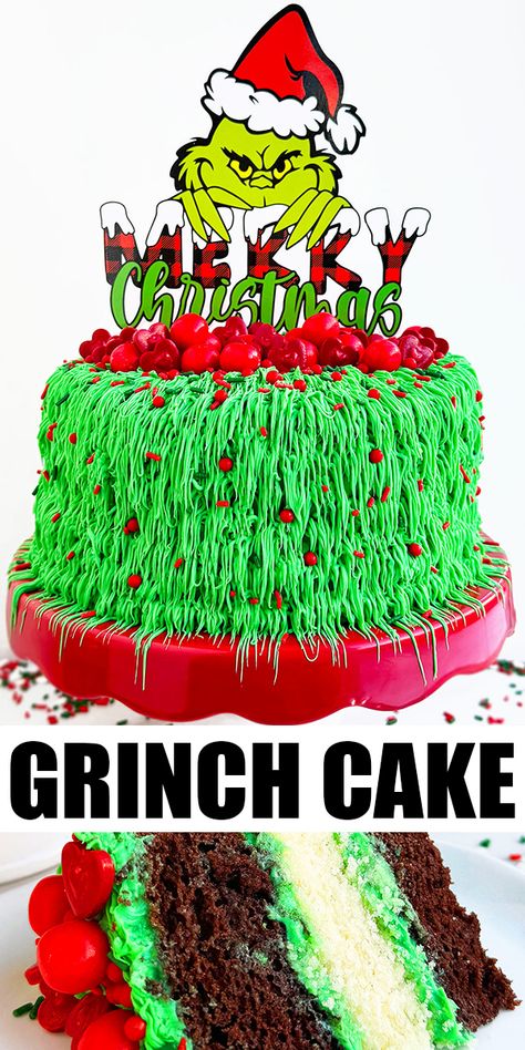 Easy Grinch Cake Ideas, Grinch Cakes, Grinch Christmas Cake, Grinch Birthday Cake, Grinch Cake Ideas, Green Velvet Cake, Grinch Cake, Christmas Tree Cake, Holiday Recipes Christmas