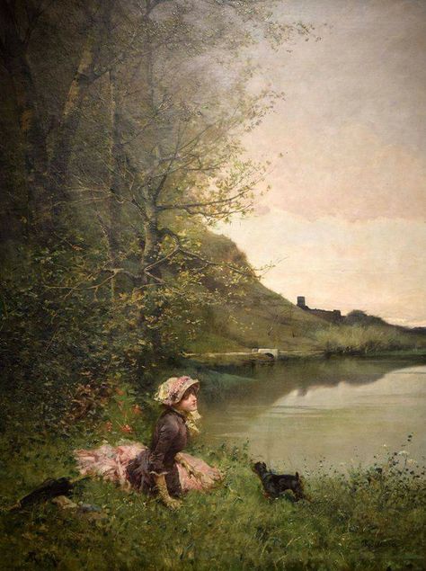 Victorian Scenery, Victorian Landscape, Woman And Dog, Victorian Paintings, 15 September, Rennaissance Art, Spanish Art, Scenery Paintings, Impressionism Painting