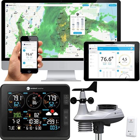 Amazon.com : Ambient Weather Falcon WS-8480 Fan Aspirated Smart WiFi Weather Station with Remote Monitoring and Alerts : Garden & Outdoor Pool Tanning, Irrigation Controller, Weather Data, Weather Instruments, Weather Information, Weather Underground, The Falcon, Weather Tech, Weather Station