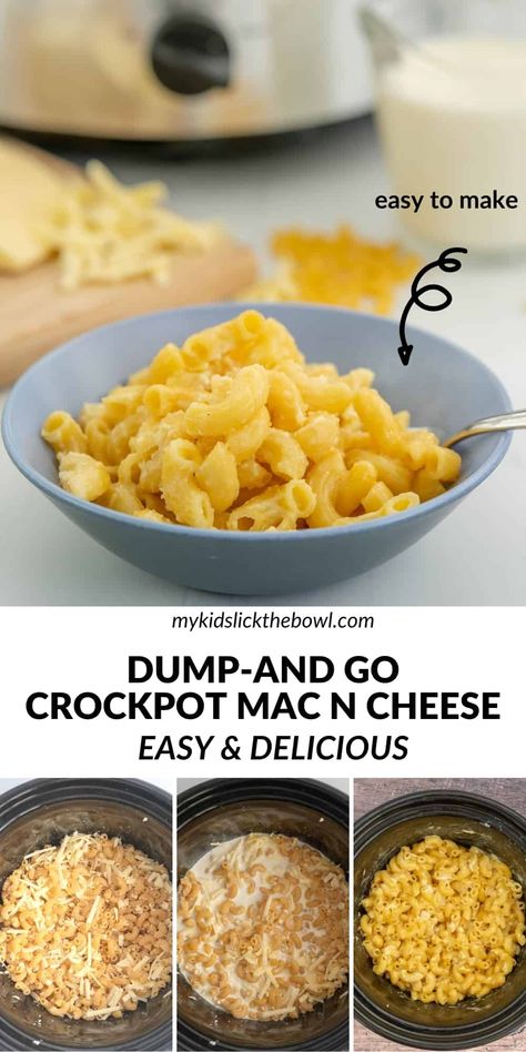 An easy mac and cheese recipe made in a crockpot. A simple dump-and-go recipe that makes a creamy macaroni cheese. Crockpot Dump Mac And Cheese, Dump And Go Crockpot Mac And Cheese, Easy Crockpot Mac And Cheese Simple, Easy Crockpot Mac And Cheese Recipe Simple, Simple Crockpot Mac And Cheese, Easy Mac And Cheese Recipe Crockpot, Halloween Macaroni And Cheese, Easy Crockpot Mac And Cheese, Crock Pot Mac N Cheese