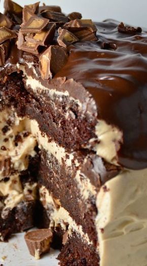 Chocolate Peanut Butter Cup Overload Cake Peanut Butter Icing, Chocolate Peanut Butter Cups, Peanut Butter Desserts, Peanut Butter Cup, Peanut Butter Recipes, Yummy Sweets, Food Cakes, Eat Dessert, Sweets Treats